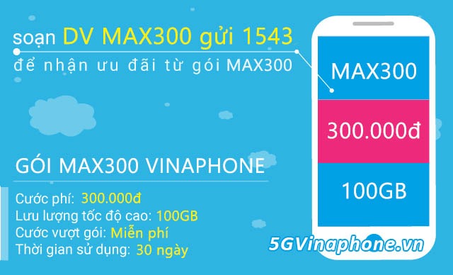 Miễn phí 100GB data tốc độ cao chỉ 300k/tháng khi đăng ký MAX300 Vinaphone