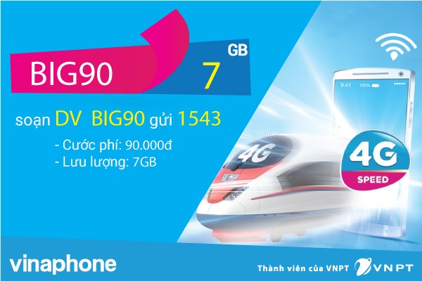 Đăng ký gói cước BIg70 Vinaphone nhận 4.8GB data cả tháng chỉ 70K