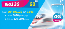 Đăng ký gói cước BIG120 Vinaphone chỉ 120K có 60GB (2GB/ngày)