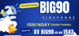 Đăng ký gói cước BIG90 Vinaphone 90K có 1GB/ngày (30GB/tháng)