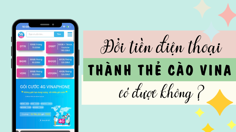 Hướng dẫn đổi tiền sim Vinaphone thành thẻ cào