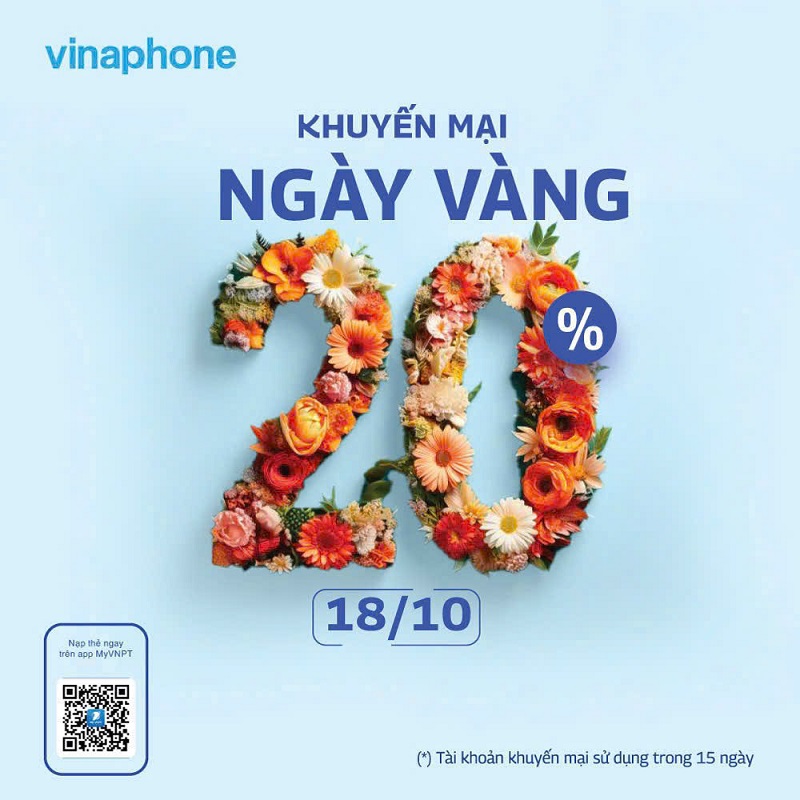 Vinaphone khuyến mãi ngày 18/10/2024 ưu đãi ngày vàng trên toàn quốc